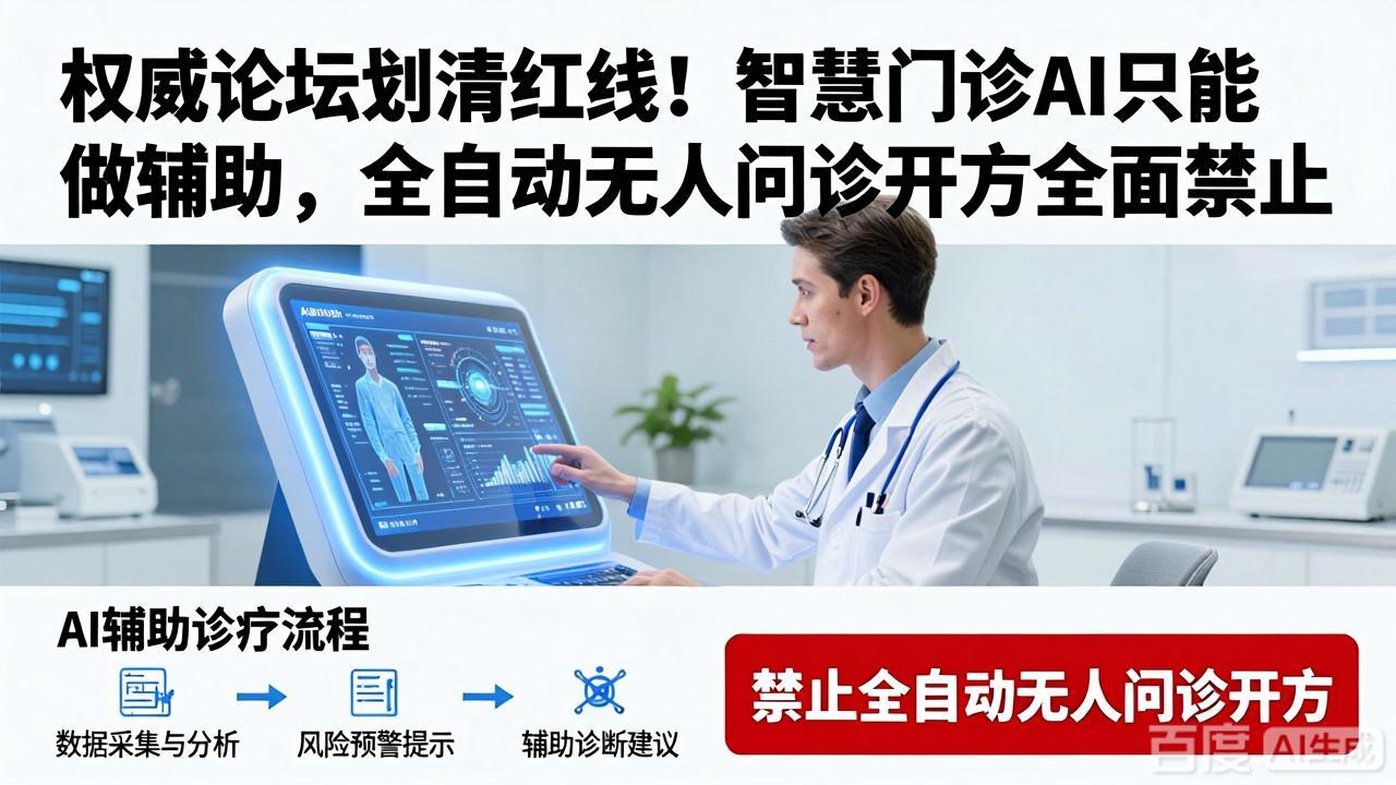 权威论坛划清红线！智慧门诊 AI 只能做辅助，全自动无人问诊开方全面禁止